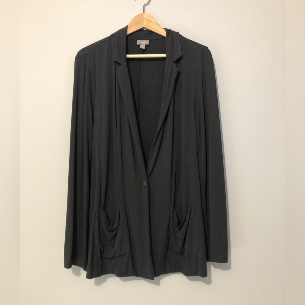 J. Jill Charcoal Relaxed Stretch Blazer Petite Medium Women’s Jacket